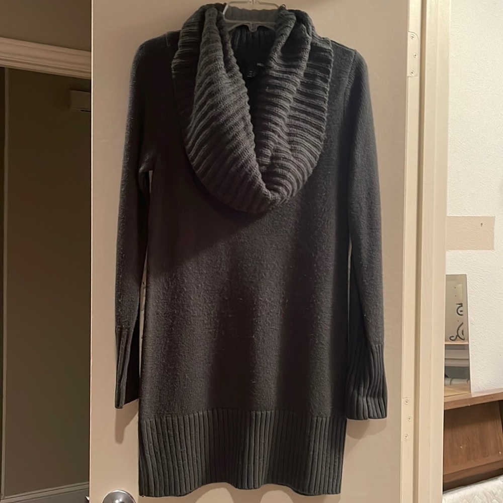 Cozy green sweater dress